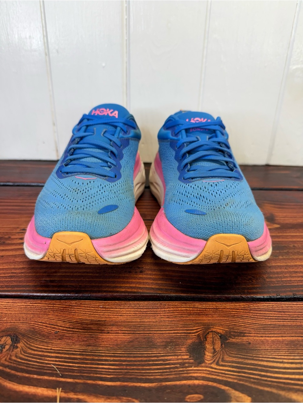 HOKA Bondi 8 Running Shoes Blue/Pink – Women’s Size 9 - Picture 4 of 10